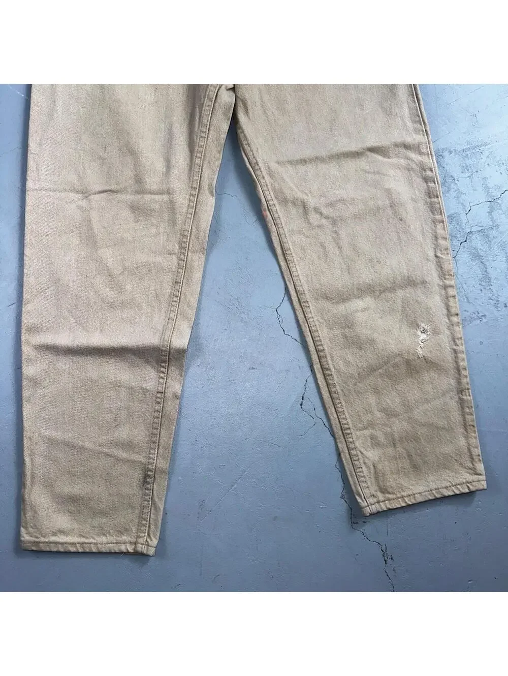 Levis 550 Vintage 90s USA Orange Tab Relaxed Tapered Leg Beige Tan Jeans 38x30